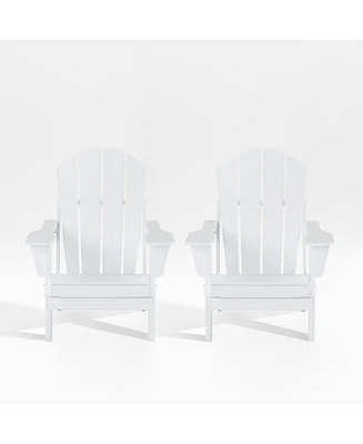 All-Weather Contoured Outdoor Poly Folding Adirondack Chair (Set of
