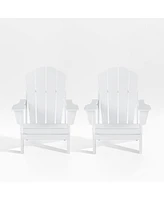 All-Weather Contoured Outdoor Poly Folding Adirondack Chair (Set of