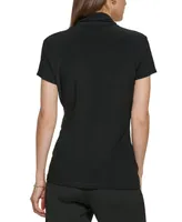 Dkny Petite Draped Surplice Blouse, Created for Macy's