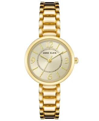 Anne Klein Gold-Tone Metal Alloy Link Bracelet Watch, 26MM