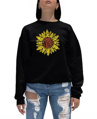 La Pop Art Women's Sunflower Word Crewneck Sweatshirt