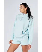 Women's Essentials Oversized Funnel Neck Zip up Sweatshirt