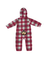 Infant Boys and Girls Colosseum Scarlet, Gray Ohio State Buckeyes Farays Plaid Full-Zip Hoodie Jumper