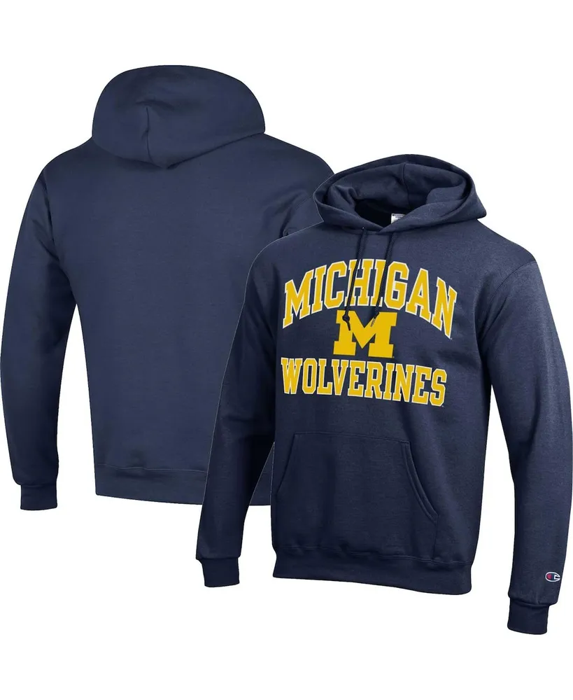 Men's Champion Navy Michigan Wolverines High Motor Pullover Hoodie