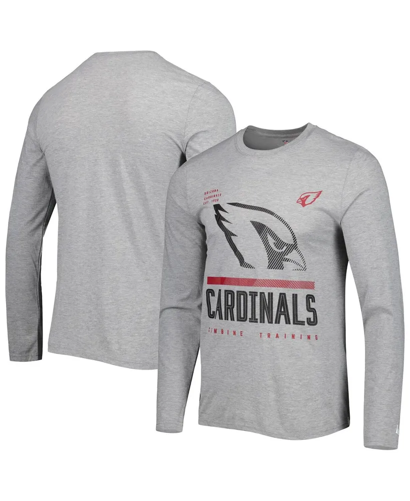 Men's New Era Heathered Gray Arizona Cardinals Combine Authentic Red Zone Long Sleeve T-shirt