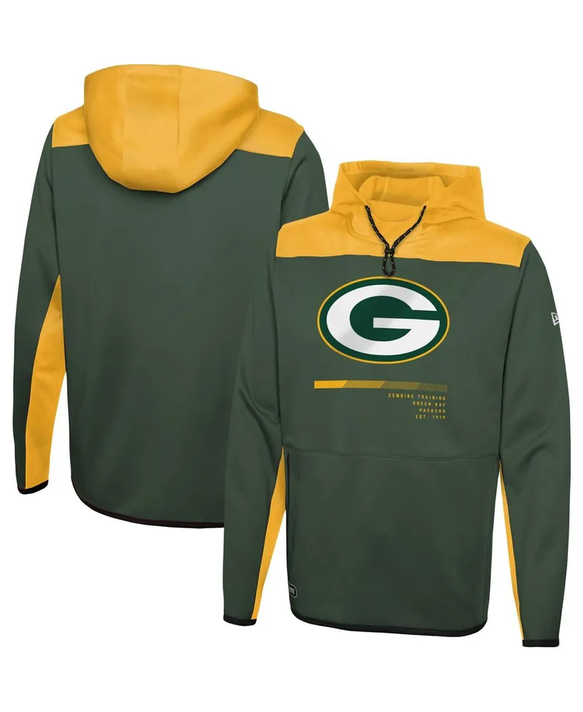 Men's New Era Green Bay Packers Combine Authentic Hard Hitter Pullover Hoodie Size: Large