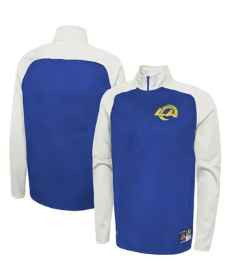 Men's New Era Royal Los Angeles Rams Combine Authentic O-Line Raglan Half-Zip Jacket