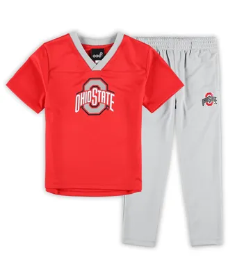 Preschool Boys and Girls Scarlet, Gray Ohio State Buckeyes Red Zone Jersey Pants Set