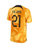 Men's Nike Frenkie de Jong Orange Netherlands National Team 2022/23 Home Vapor Match Authentic Player Jersey