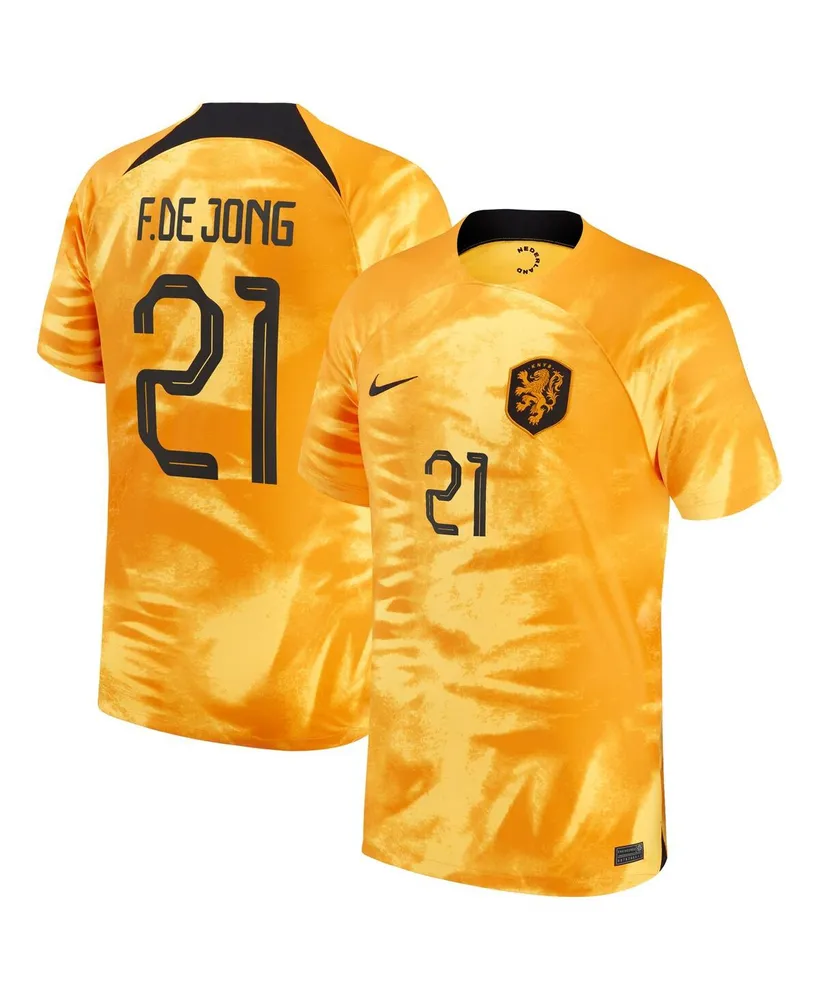 Men's Nike Frenkie de Jong Orange Netherlands National Team 2022/23 Home Breathe Stadium Replica Player Jersey