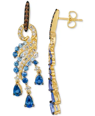 Le Vian Multi-Gemstone (2-1/4 ct. t.w.) & Diamond (1/2 ct. t.w.) Statement Drop Earrings in 14k Gold