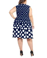 London Times Plus Polka-Dot Fit & Flare Dress