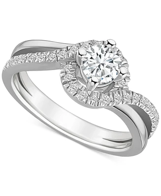 Diamond Swirl Halo Engagement Ring (3/4 ct. t.w.) 14k White, Yellow or Rose Gold