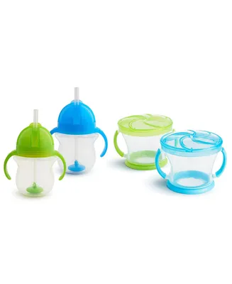Snack Catcher and Toddler Weighted Straw Sippy Cup 4 Piece Set, Boy - Assorted Pre