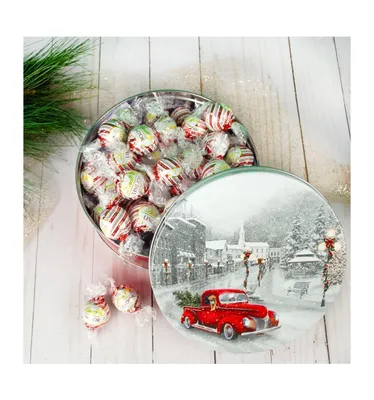 Christmas Candy Gift Tin Peppermint Lindt Truffles (45pcs) - Snowy Drive - Assorted Pre