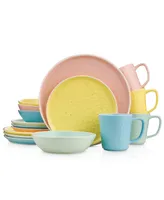 Stone Lain Elena Assorted 16 Pieces Dinnerware Set, Service For 4