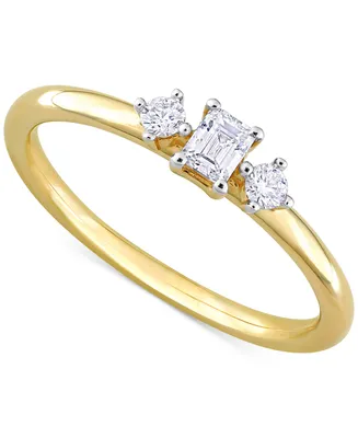 Emerald-Cut Diamond 3-Stone Engagement Ring (1/4 ct. t.w.) 14k Gold