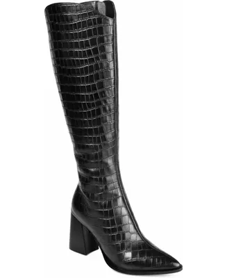 Journee Signature Women's Laila Block Heel Knee High Dress Boots