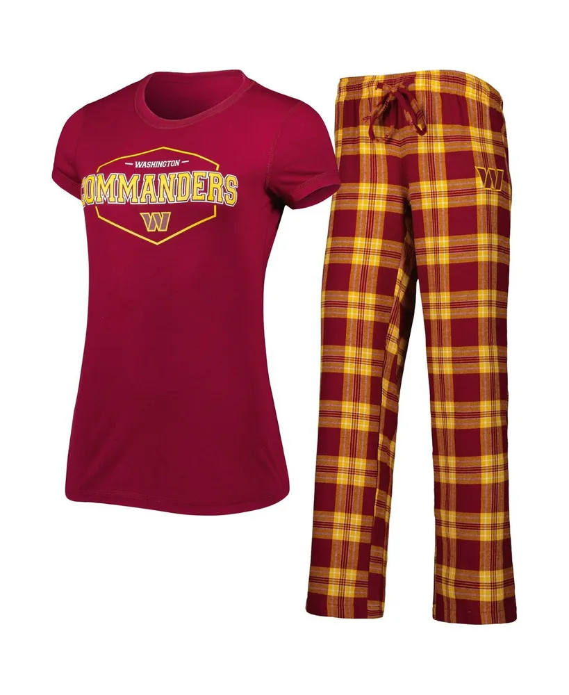 Women's Concepts Sport Burgundy, Gold Washington Commanders Badge T-shirt and Pants Sleep Set