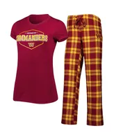 Women's Concepts Sport Burgundy, Gold Washington Commanders Badge T-shirt and Pants Sleep Set