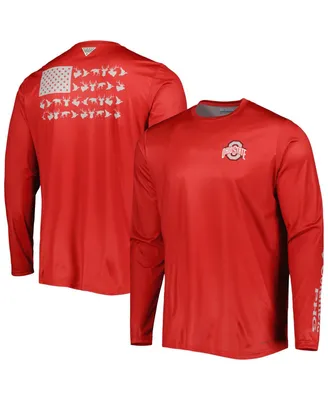 Men's Columbia Scarlet Ohio State Buckeyes Terminal Shot Omni-Shade Omni-Wick Long Sleeve T-shirt