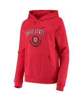 Women's Nike Scarlet Ohio State Buckeyes Varsity Fleece Tri-Blend Raglan Pullover Hoodie