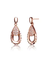 Genevive Sterling Silver Cubic Zirconia 18K Rose Plated Teardrop Earrings