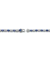 Genevive Sterling Silver Rhodium Plated Cubic Zirconia Sapphire Bracelet