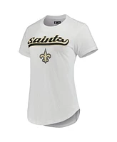 Women's Concepts Sport White, Charcoal New Orleans Saints Sonata T-shirt and Leggings Sleep Set