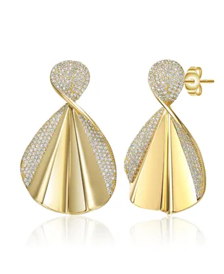 Rachel Glauber Exquisite 14K Gold-Plated Cubic Zirconia Extra Large Dangle Earrings