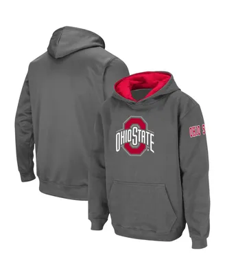 Big Boys Charcoal Ohio State Buckeyes Big Logo Pullover Hoodie