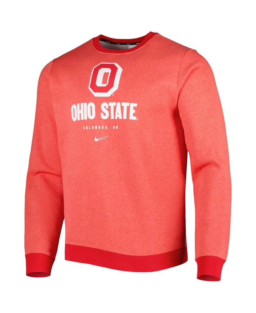 Men's Nike Heathered Scarlet Ohio State Buckeyes Vault Stack Club Fleece Pullover Sweatshirt