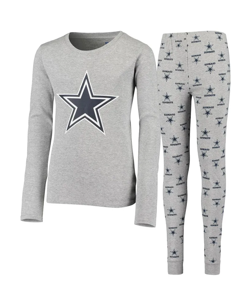 Big Boys Heathered Gray Dallas Cowboys Long Sleeve T-shirt and Pants Sleep Set