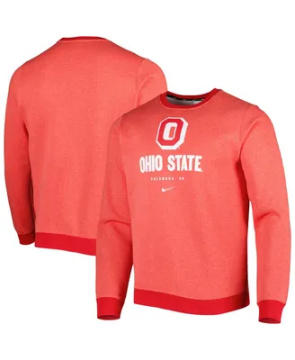 Men's Nike Heathered Scarlet Ohio State Buckeyes Vault Stack Club Fleece Pullover Sweatshirt