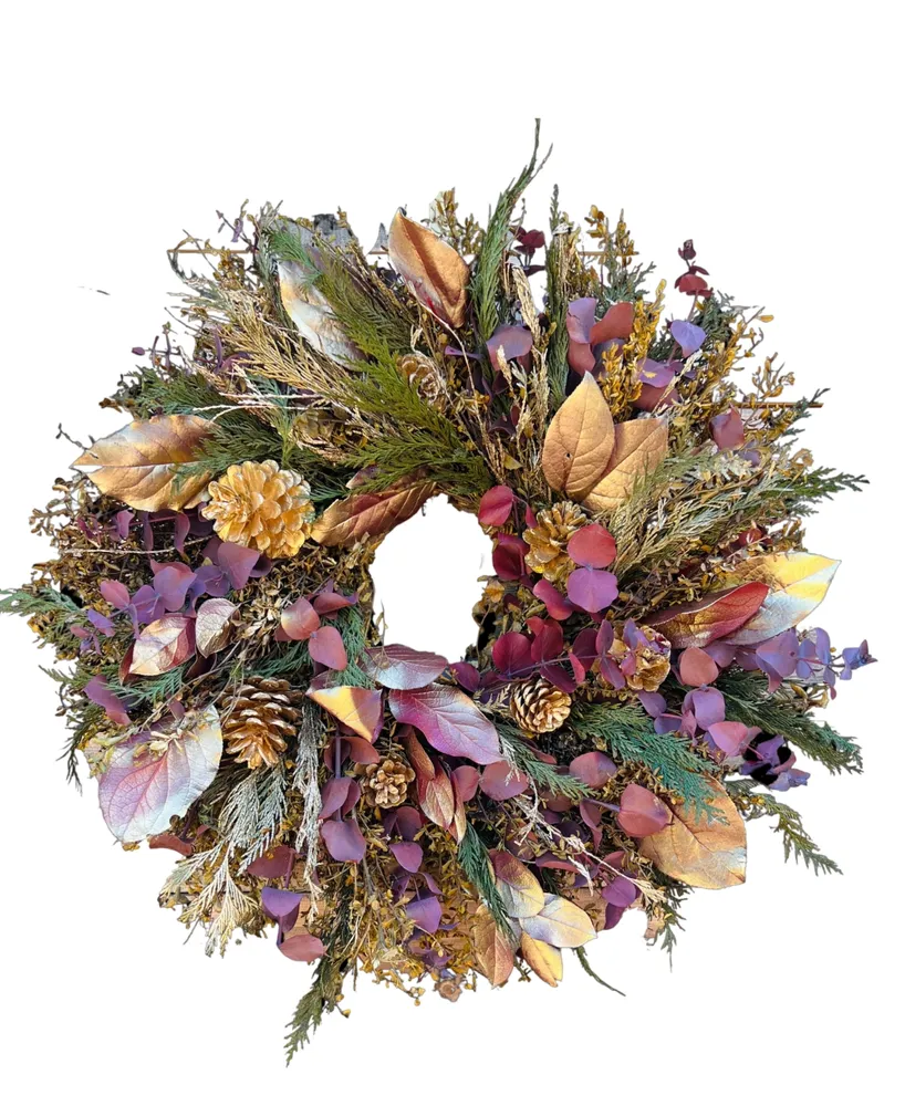 GreenishBlu and Gold Real Preserved Wreath