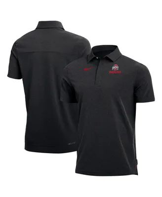 Men's Nike Heathered Black Ohio State Buckeyes Coach Performance Polo Shirt