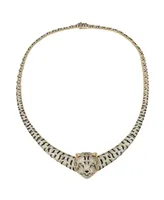 Genevive Sterling Silver 14K Gold-Plated Cubic Zirconia Leopard Necklace