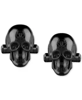 Philipp Plein Black-Tone Ip Stainless Steel 3D $kull Cuff Links