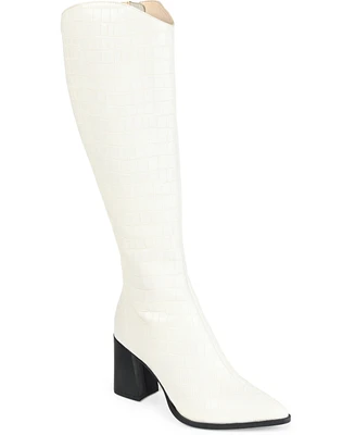 Journee Signature Women's Laila Block Heel Knee High Dress Boots