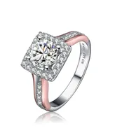 Sterling Silver Accent Cubic Zirconia Ring Set 18K Rose Gold Plated