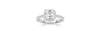 Genevive Sterling Silver Asscher-cut Cubic Zirconia Ring