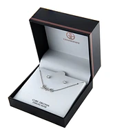 Gianni Bernini 2-Piece Cubic Zirconia Love Frontal Necklace and Stud Earrings Set (1.31 ct. t.w.) in Sterling Silver