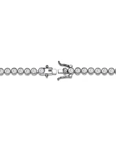 Genevive Elegant Sterling Silver Tennis Bracelet with Rhodium Plating and Clear Round Cubic Zirconia in Milgrain Bezel Setting