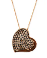 Le Vian Godiva x Le Vian Chocolate Enamel Ganache Heart Pendant Necklace Featuring Chocolate Diamond (1-3/8 ct. t.w.) & Enamel Pave in 14k Rose Gold