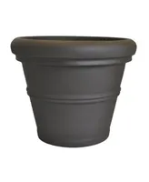 Tusco Products Plastic Rolled Rim Garden Pot, Espresso