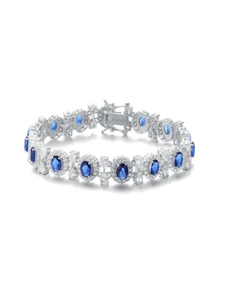 Genevive Cubic Zirconia Sterling Silver Colored and Clear Cubic Zirconia 'Bling' Bracelet