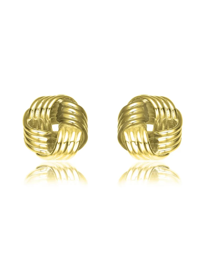 Rachel Glauber 14K Gold Plated Twisted Button Stud Earrings