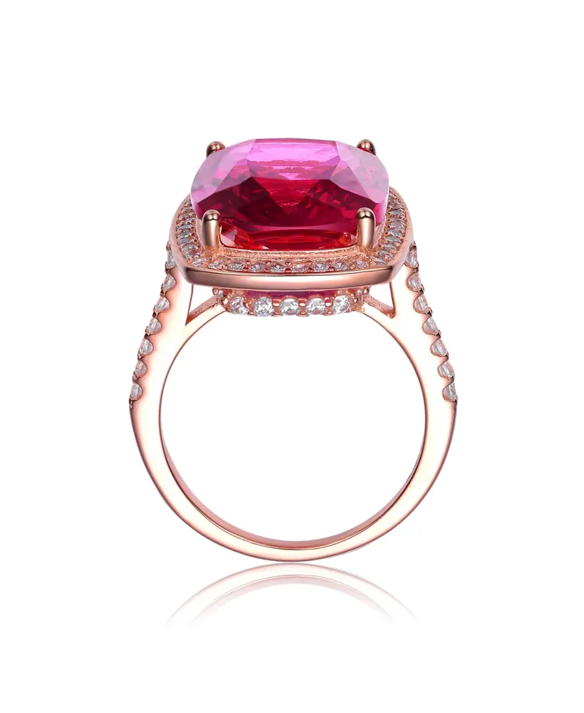 Genevive Sterling Silver Ruby Cubic Zirconia Statement Ring