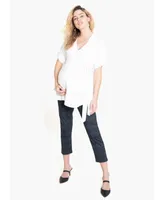 Women's Maternity Popover Tie Waist Shirt