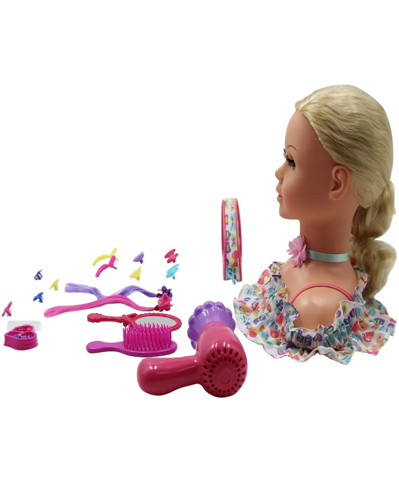 Dream Collection Doll Head Hair and Makeup Styling Playset Gi-Go Dolls Kids 18 Piece Playset